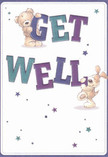 Bright and full of cheerful optimism, this thoughtfully crafted get well card is a burst of encouragement for anyone convalescing in Chigwell. Two charming figures-a soft teddy bear and a floppy-eared puppy-delight in supporting the playful, colourful letters spelling 'Get Well,' their personalities sparking instantly to life. The indigo and teal tones of the text pop confidently against a velvety cream-white background, creating a gentle but vibrant energy that sings of health and renewal. Shining stars in tones of blue and purple scatter joyfully throughout, adding a magical, hopeful touch much like the fresh blooms offered by Chigwell's local florists. The illustrated textures-the plush fur of the bear, the puppy's soft coat-feel almost tangible, infusing the scene with warmth and tactile comfort. This card's artistry is more than a simple message; it's a heartfelt gesture, echoing the genuine care and kindness that Flowers Chigwell brings to every bouquet delivered across the community, making it a beautiful token for anyone on the mend.